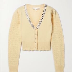 LOVE SHACK FANCY Yellow embellishment knit cardigan